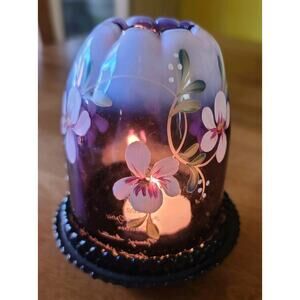 Fenton-Royal Purple Fairy Lamp - Hand Painted And Signed by Fenton Vintage